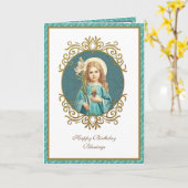 Elegant Child Virgin Mary  Religieuze Kaart (Gele Bloem)