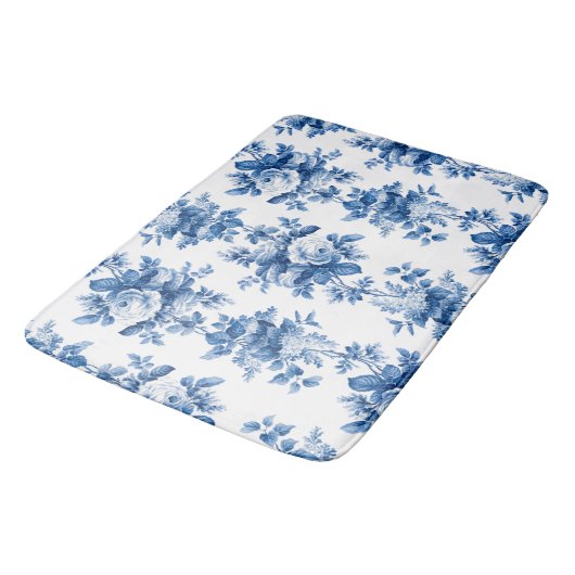 Elegant  China Blue Rozen Badmat (Gekanteld)
