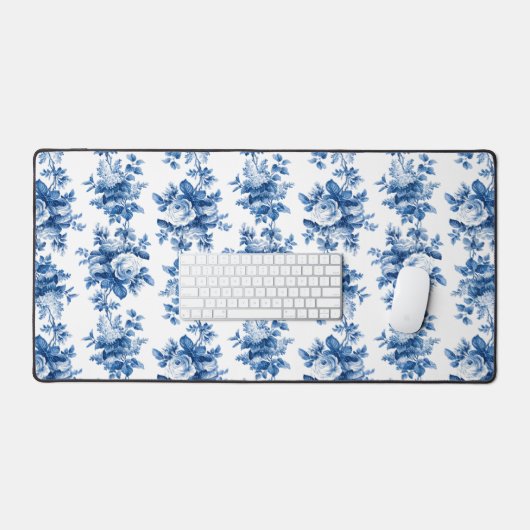 Elegant  China Blue Rozen Bureaumat (Keyboard & Muis)