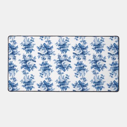 Elegant  China Blue Rozen Bureaumat (Voorkant)