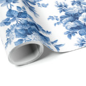 Elegant  China Blue Rozen Cadeaupapier (Rol Hoek)
