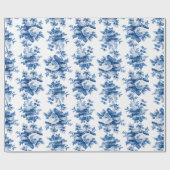 Elegant  China Blue Rozen Cadeaupapier (Vlak)