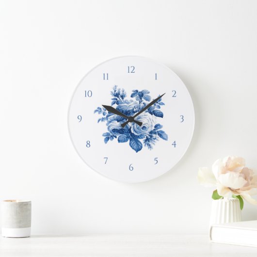 Elegant China Blue Rozen Grote Klok (Huis)