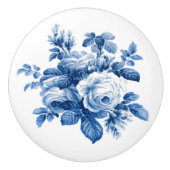 Elegant  China Blue Rozen Keramische Knop (Voorkant)