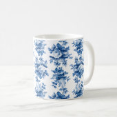 Elegant  China Blue Rozen Koffiemok (Voorkant rechts)