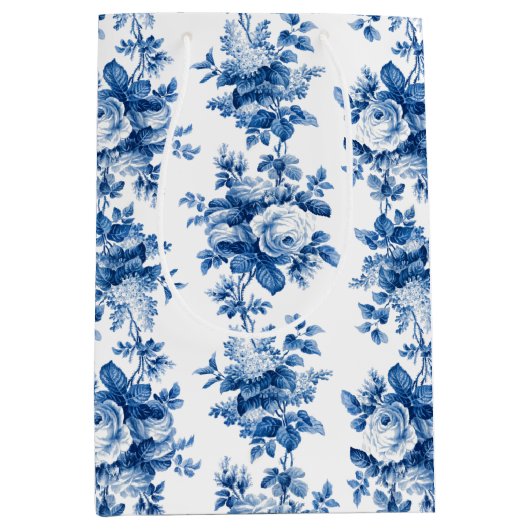 Elegant  China Blue Rozen Medium Cadeauzakje (Voorkant)