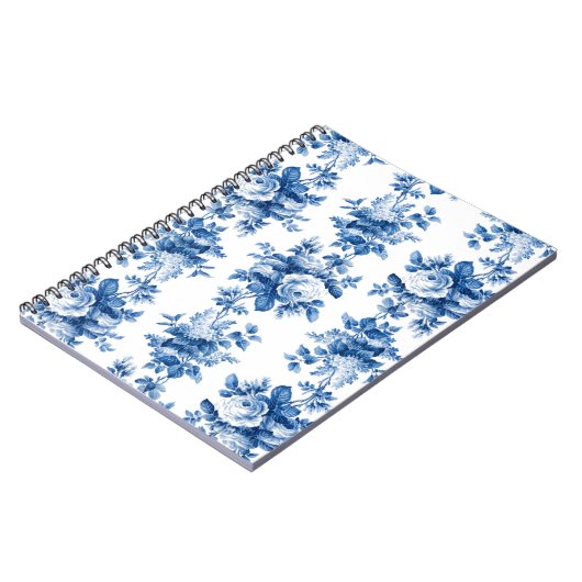 Elegant  China Blue Rozen Notitieboek (Linkerzijde)