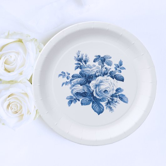 Elegant China Blue Rozen Papieren Bordje