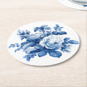 Elegant China Blue Rozen Ronde Kartonnen Onderzetter (Gebogen)