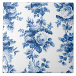 Elegant  China Blue Rozen Tegeltje<br><div class="desc">Elegant en kikkerrijen van roemeense schildklierblauwe  rozen en bladeren op een schone witte achtergrond.</div>