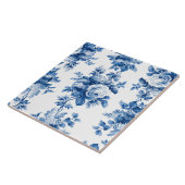 Elegant  China Blue Rozen Tegeltje (Zijkant)