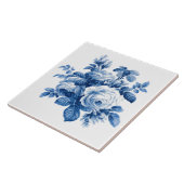 Elegant  China Blue Rozen Tegeltje (Zijkant)