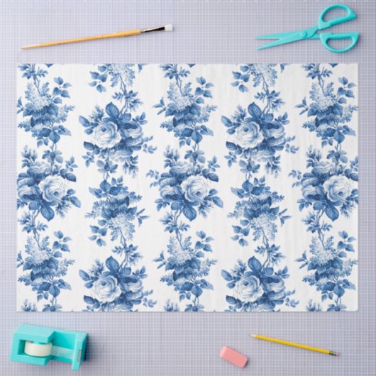 Elegant  China Blue Rozen Tissuepapier (Craft)
