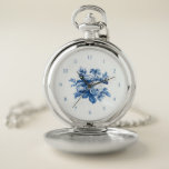 Elegant  China Blue Rozen Zakhorloge<br><div class="desc">Elegant en chic romantic painterly china blue  rozen en foliage op een schone witte achtergrond met aanpasbare cijfers.</div>