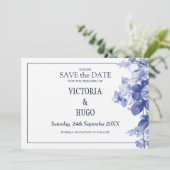Elegant China Blue Wedding save the date (Staand voorkant)