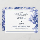 Elegant China Blue Wedding save the date (Voorkant / Achterkant)
