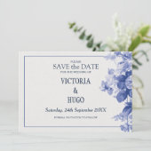 Elegant China Blue Wedding save the date (Staand voorkant)