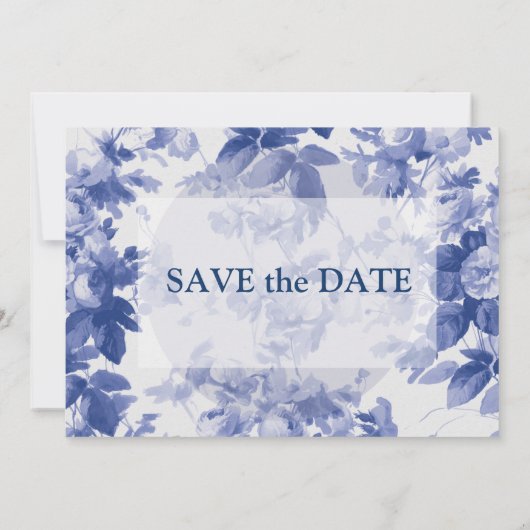 Elegant China Blue Wedding save the date (Achterkant)