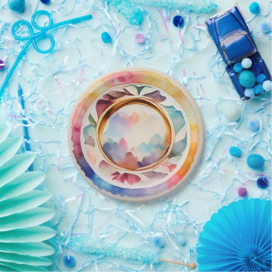 Elegant China Waterverf Wedding Borden & Bowls Papieren Bordje (Feest)