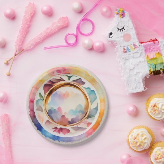 Elegant China Waterverf Wedding Borden & Bowls Papieren Bordje (Feest)