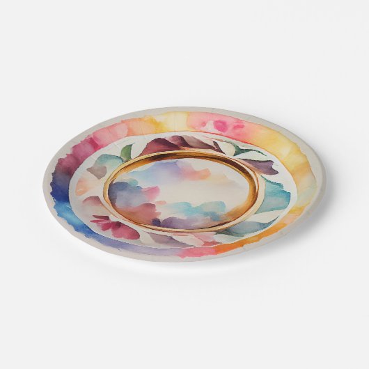 Elegant China Waterverf Wedding Borden & Bowls Papieren Bordje (Gekanteld)