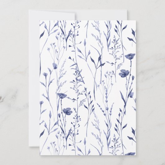 Elegant Chinaware Blauw Bloemen Bruiloft Kaart (Achterkant)