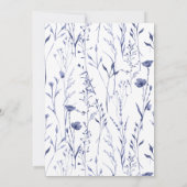 Elegant Chinaware Blauwe Waterverf Bloemenbruiloft Kaart (Achterkant)