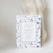 Elegant Chinaware Blauwe Waterverf Bloemenbruiloft Kaart