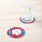 Elegant Chinees blauw rood bufferfly Kartonnen Onderzetters (Insitu)