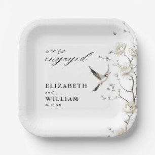 Elegant Chinees Bloemmotief Tuin Verlovingsfeest Papieren Bordje