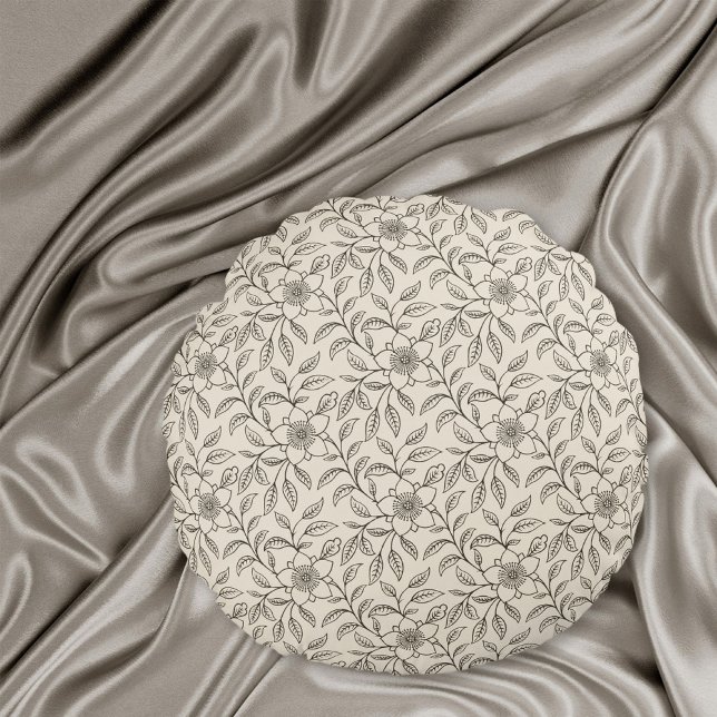 Elegant Chinees bloempatroon Natural CC0443 Rond Kussen (Creator heeft geüpload)