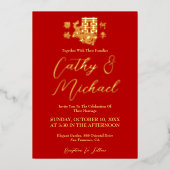 Elegant Chinees brutaal dubbel geluk Folie Uitnodiging (Voorkant)