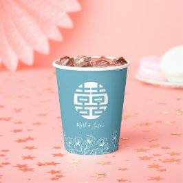 Elegant Chinees Dubbel geluk Bruiloft Papieren Bekers