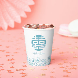 Elegant Chinees Dubbel geluk Bruiloft Papieren Bekers