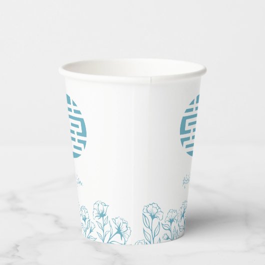 Elegant Chinees Dubbel geluk Bruiloft Papieren Bekers (Rechts)