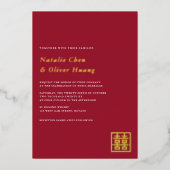 Elegant Chinees Dubbele Geluk Wedding REAL Folie Uitnodiging (Voorkant)