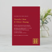 Elegant Chinees Dubbele Geluk Wedding REAL Folie Uitnodiging (Staand Voorkant)