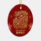 Elegant Chinees Nieuwjaar met gouden slang Keramisch Ornament (Rechts)