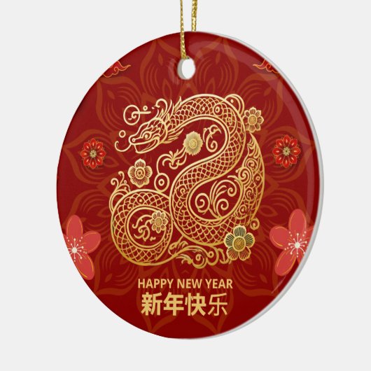 Elegant Chinees Nieuwjaar met gouden slang Keramisch Ornament (Links)