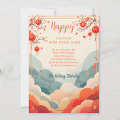 Elegant Chinees Nieuwjaar met rode lantaarns Feestdagenkaart (Voorkant)