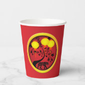 Elegant Chinees Nieuwjaar Tijgergoudlampions Papieren Bekers (Achterkant)