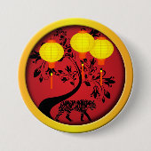 Elegant Chinees Nieuwjaar Tijgergoudlampions  Ronde Button 7,6 Cm (Voorkant)