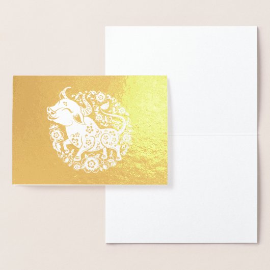 Elegant Chinees Nieuwjaar van de os Folie Kaarten (Display)