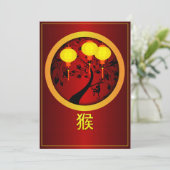 Elegant Chinees nieuwjaarsaap met gouden lampions Kaart (Staand voorkant)