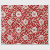 Elegant Chinees Rood Goud Bloemenpatroon Cadeaupapier (Vlak)
