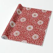 Elegant Chinees Rood Goud Bloemenpatroon Cadeaupapier (Uitgerold)