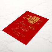 Elegant Chinees trouwlogo bloemige save the date Folie Uitnodiging (Gedraaid)