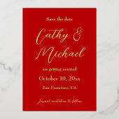 Elegant Chinees trouwlogo bloemige save the date Folie Uitnodiging (Achterkant)