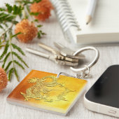 Elegant Chinees Vietnamees Drakenjaar Monogram AK Sleutelhanger (Voorkant Rechts)