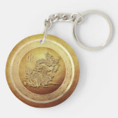 Elegant Chinees Vietnamees Jaar Dragon Monogram AK Sleutelhanger (Achterkant)
